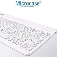 Microcase Tablet Telefon Bilgisayar için Yuvarlak Tuşlu Bluetooth Kablosuz Klavye Android iOS Windows Uyumlu - AL3048 Pembe