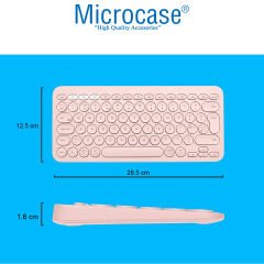 Microcase Tablet Telefon Bilgisayar için Yuvarlak Tuşlu Bluetooth Kablosuz Klavye Android iOS Windows Uyumlu - AL3048 Pembe