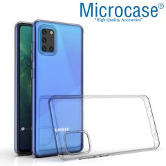 Microcase Samsung Galaxy A31 0.2 mm Ultra İnce Soft Silikon Kılıf - Şeffaf + Tempered Glass Cam Koruma