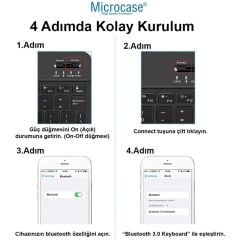 Microcase Samsung Galaxy Tab A7 T500 T505 T507 2020 10.4 inch Uyumlu Tablet Çanta+Türkçe Bluetooth Klavye +Mouse+ Standı -Mavi AL4384