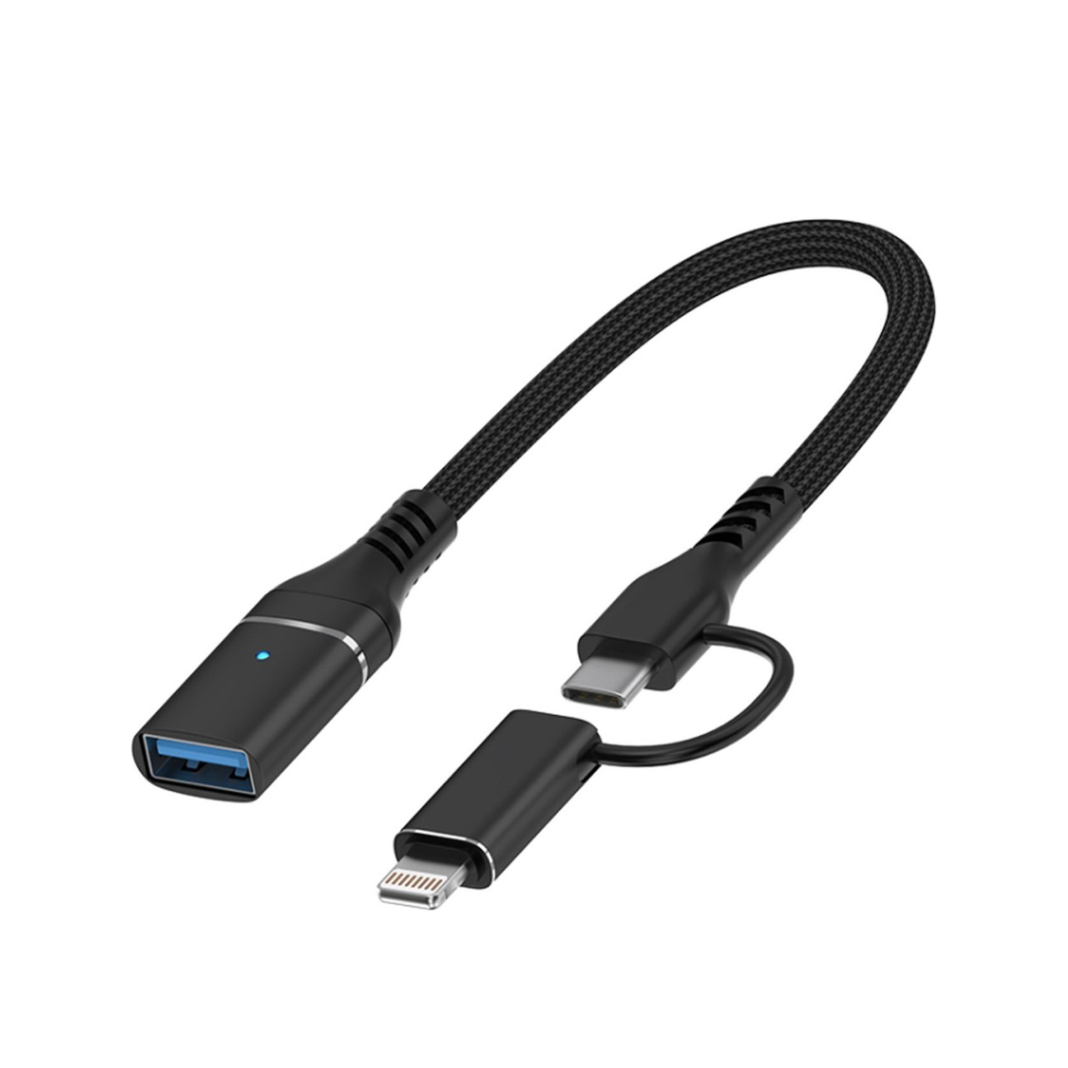 Microcase 2'si 1 Arada Type-C Lightning to USB 3.0 OTG Kablo - iPhone Android Uyumlu Dönüştürücü-AL5823