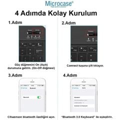 Microcase Lenovo M10 FHD Plus 10.3'' TB-X606 X606F Uyumlu Tablet Çanta+Türkçe Bluetooth Klavye +Mouse+ Standı -Mavi AL4384