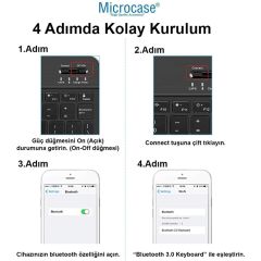 Microcase Lenovo M8 FHD TB-8705F 8705 8 inch Uyumlu Tablet Çanta+Türkçe Bluetooth Klavye +Mouse+ Standı-Mavi AL4384