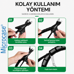 Microcase Spiral Kablo Kanalı Kablo Düzenleyici Toplayıcı 20mm Genişlik 1.5 Metre Uzunluk AL5468
