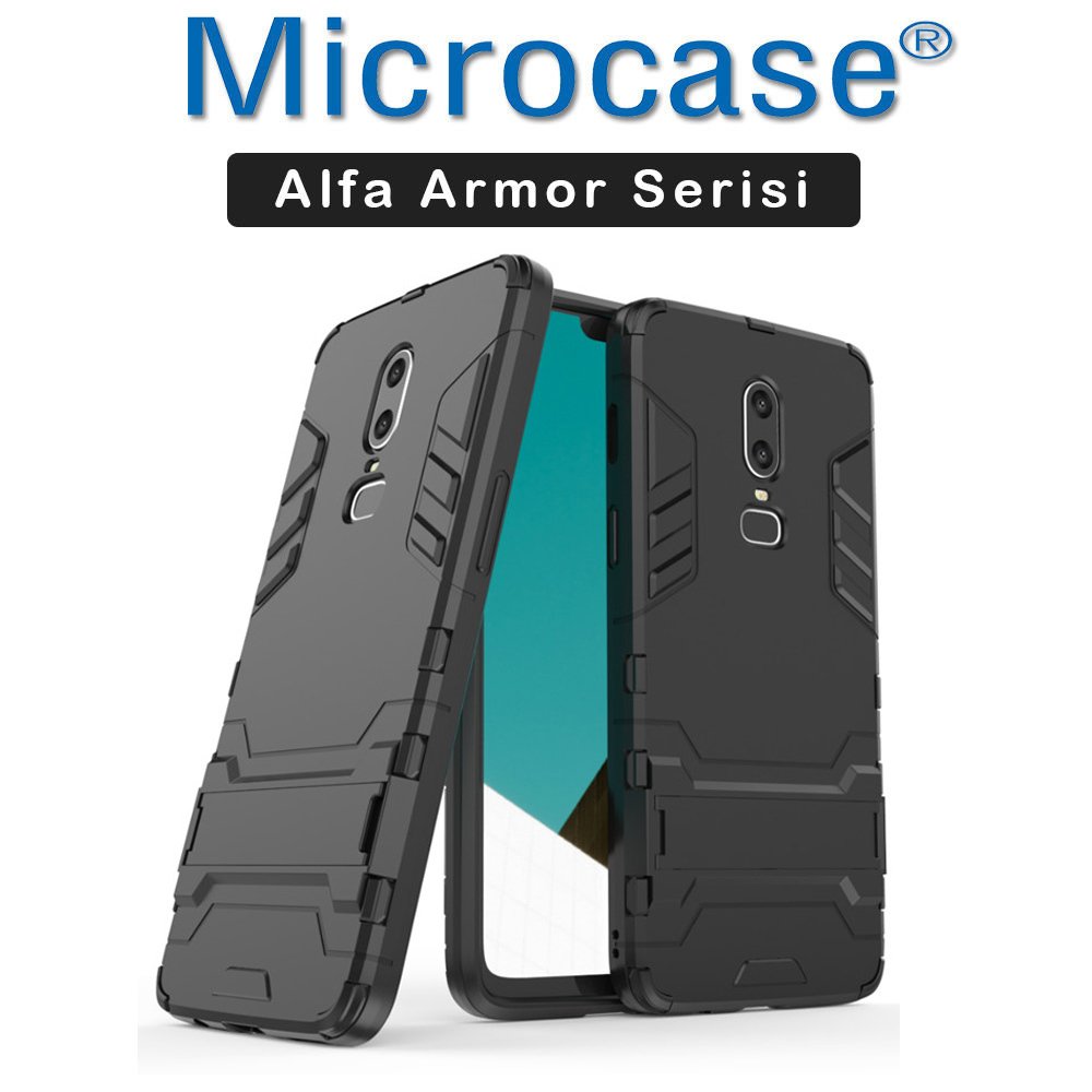 Microcase OnePlus 6 Alfa Serisi Armor Standlı Kılıf - Siyah