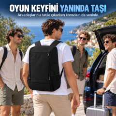 Microcase PS4 ile Uyumlu Su Geçirmez Oyun Konsolu ve Aksesuar Taşıma Sırt Çantası Siyah 42 × 31 × 12,5 cm – AL5699