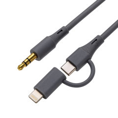 Microcase 2'si 1 Arada Type-C ve Lightning to 3.5mm Aux Ses Kablosu - iPhone Android Uyumlu Oto Ses Aktarım Adaptörü-AL5815