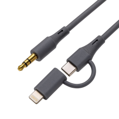 Microcase 2'si 1 Arada Type-C ve Lightning to 3.5mm Aux Ses Kablosu - IOS Android Uyumlu Oto Ses Aktarım Adaptörü-AL5815