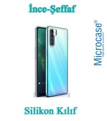 Microcase Oppo A91 0.2 mm İnce Soft Silikon Kılıf - Şeffaf + Tempered Glass Cam Koruma