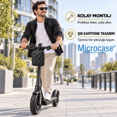 Microcase  Kapitone Kumaş Gidon Bağlantılı Scooter Bisiklet Motosiklet Çantası 23x19 CM AL5690