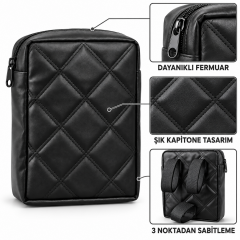 Microcase  Kapitone Kumaş Gidon Bağlantılı Scooter Bisiklet Motosiklet Çantası 23x19 CM AL5690