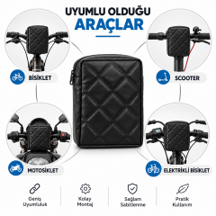 Microcase  Kapitone Kumaş Gidon Bağlantılı Scooter Bisiklet Motosiklet Çantası 23x19 CM AL5690