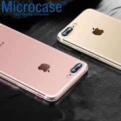Microcase iPhone 8 Plus İnce Silikon Kılıf + 3D Curved Cam Beyaz
