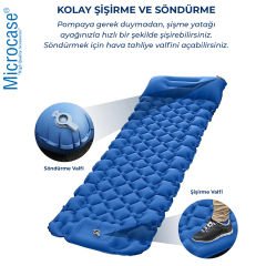 Microcase Su Geçirmez Pompasız Ayakla Şişen Tek Kişilik Katlanabilir Şişme Outdoor Kamp Yatağı AL4525