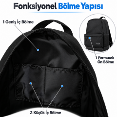 Microcase 3 Bölmeli Günlük Kullanım ve 15,6 inch Kadar Laptop Notebook Sırt Çantası AL5689