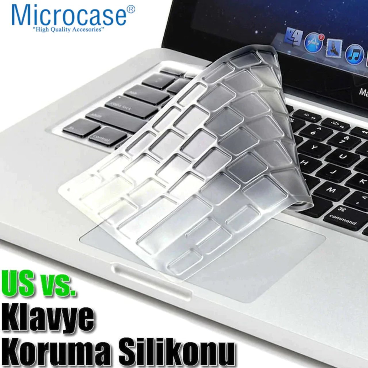 Macbook Air 13 M1 Chip A2337 Silikon Klavye Koruması US Şeffaf