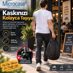 Microcase Kask Taşıma Çantası Fermuarlı Geniş İç Hacimli Motosiklet Bisiklet Scooter Kask Çantası 44 x 28 x 24 CM AL5692