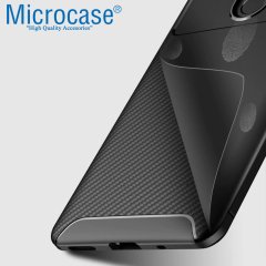 Microcase Huawei Honor 20 Lite Maxy Serisi Carbon Fiber Silikon Kılıf - Siyah + Tempered Glass Cam Koruma (SEÇENEKLİ) Tempered Glass İstemiyorum