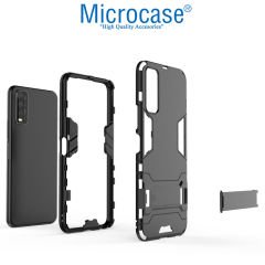 Microcase Vivo Y20 Alfa Armor Standlı Perfect Koruma Kılıf - Siyah