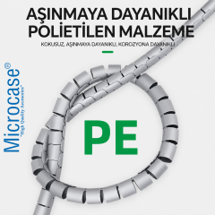Microcase Spiral Kablo Kanalı Kablo Düzenleyici Toplayıcı 20mm Genişlik 3 Metre Uzunluk AL5468