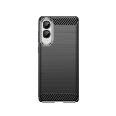 Microcase Samsung Galaxy S25 EDGE ile Uyumlu Brushed Carbon Fiber Silikon Kılıf - Siyah AL3332