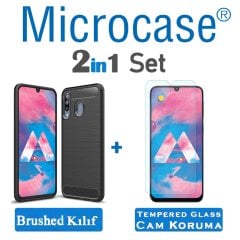 Samsung Galaxy M30 Brushed Carbon Kılıf + CAM