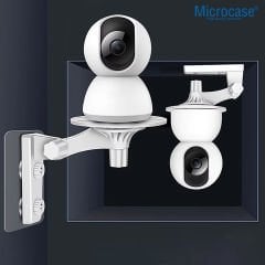 Microcase 3M Yapışkan veya Vida Monteli 1/4 Vida Girişli 180 Derece Döner Başlıklı Web kamera Bebek Kamerası Tutucu Stand - AL5014