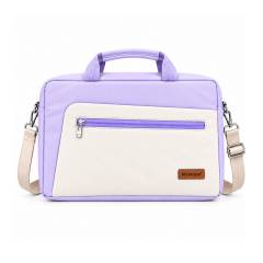 Microcase 9-14 İnç Laptop Tablet MacBook Taşıma Çantası Darbe Korumalı Omuz Askılı Çok Bölmeli Krem Lila AL5694