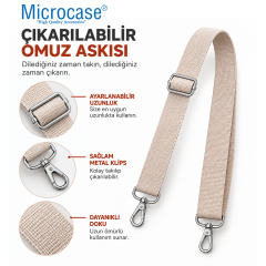 Microcase 9-14 İnç Laptop Tablet MacBook Taşıma Çantası Darbe Korumalı Omuz Askılı Çok Bölmeli Krem Lila AL5694