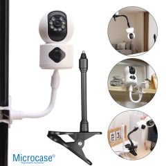 Microcase Kıskaç Tutacaklı 1/4 Vida Girişli Esnek Web Kamera Bebek Kamerası Tutucu - AL5013