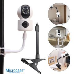 Microcase Kıskaç Tutacaklı 1/4 Vida Girişli Esnek Web Kamera Bebek Kamerası Tutucu - AL5013