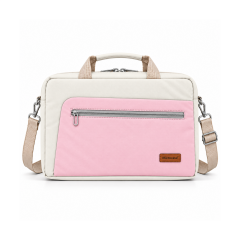 Microcase 9-14 İnç Laptop Tablet MacBook Taşıma Çantası Darbe Korumalı Omuz Askılı Çok Bölmeli Krem Pembe AL5694