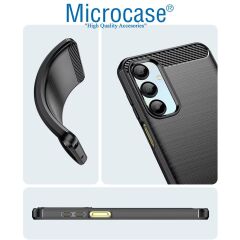 Microcase Poco M7 Pro 5G/Redmi Note 14 5G ile Uyumlu Brushed Carbon Fiber Silikon Kılıf - Siyah AL3332