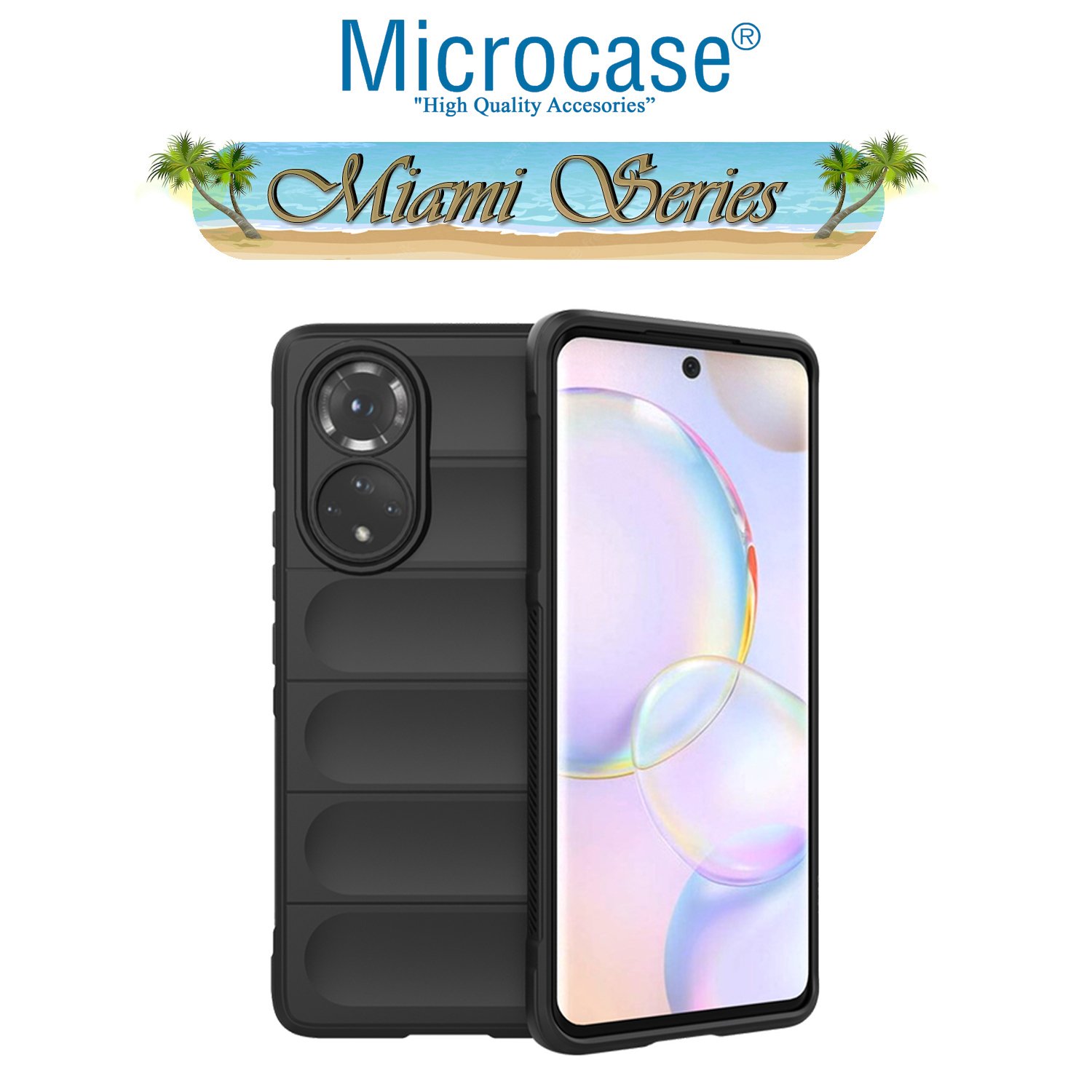 Microcase Huawei Nova 9 SE Miami Serisi Darbeye Dayanıklı Silikon Kılıf - Siyah
