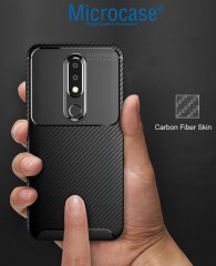 Microcase Xiaomi Redmi 7A Maxy Serisi Carbon Fiber Silikon Kılıf - Siyah + Tempered Glass Cam Koruma (SEÇENEKLİ) Tempered Glass İstemiyorum