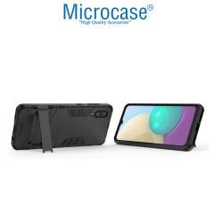 Microcase Samsung Galaxy A02 Alfa Armor Standlı Perfect Koruma Kılıf - Siyah