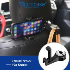 Microcase 2in1 Araç Koltuk Arkası  Telefon Tutucu Yük Poşet Eşya Çanta Taşıma Askısı-AL4536