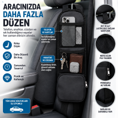 Microcase Araç Koltuk Yanı Organizer Fermuarlı ve File Cepli Düzenleyici 42 × 12,5 CM 1 AD AL5717