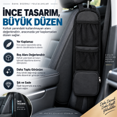 Microcase Araç Koltuk Yanı Organizer Fermuarlı ve File Cepli Düzenleyici 42 × 12,5 CM 1 AD AL5717