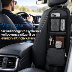 Microcase Araç Koltuk Yanı Organizer Fermuarlı ve File Cepli Düzenleyici 42 × 12,5 CM 1 AD AL5717