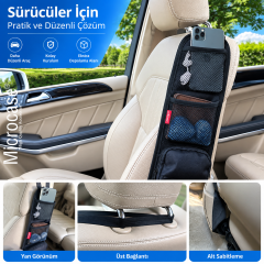 Microcase Araç Koltuk Yanı Organizer Fermuarlı ve File Cepli Düzenleyici 42 × 12,5 CM 2 AD AL5717