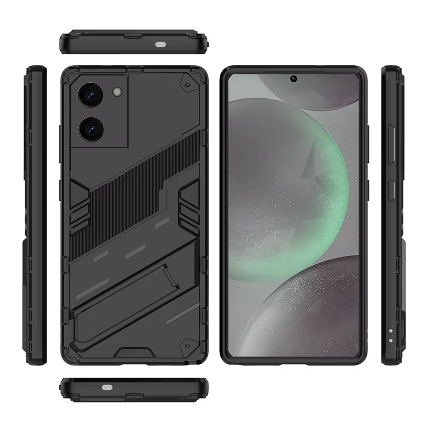 Microcase Xiaomi POCO M7 Pro 5G/Redmi Note 14 5G Matrix Serisi Armor Standlı Perfect Koruma Kılıf - Siyah Al3416