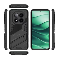 Microcase Xiaomi POCO M7 5G/Redmi 14C/Redmi 14R Matrix Serisi Armor Standlı Perfect Koruma Kılıf - Siyah Al3416