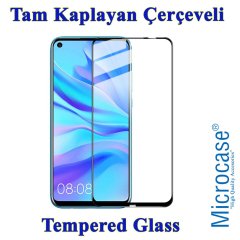 Microcase Huawei P20 Lite 2019 Tam Kaplayan Çerçeveli Tempered Cam - Siyah