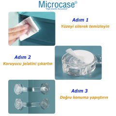 Microcase  Plastik Kendinden  Yapışkanlı Bebek Eşya Pencere  Dolap Kapı Çekmece Kilidi -AL4538 4 Adet Şeffaf