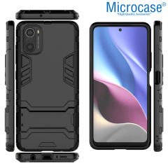 Microcase Xiaomi Mi 11X Pro Alfa Armor Standlı Perfect Koruma Kılıf - Siyah