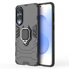 Microcase Samsung Galaxy S25 EDGE ile Uyumlu Batman Serisi Yüzük Standlı Armor Kılıf - Siyah AL3349