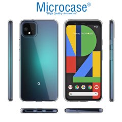 Microcase Google Pixel 4 XL 0.2 mm Ultra İnce Soft Silikon Kılıf - Şeffaf + Tempered Glass Cam Koruma