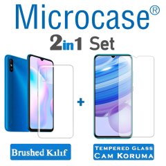 MicrocaseXiaomi Redmi 9A 0.2 mm İnce Soft Silikon Kılıf - Şeffaf + Tempered Glass Cam Koruma