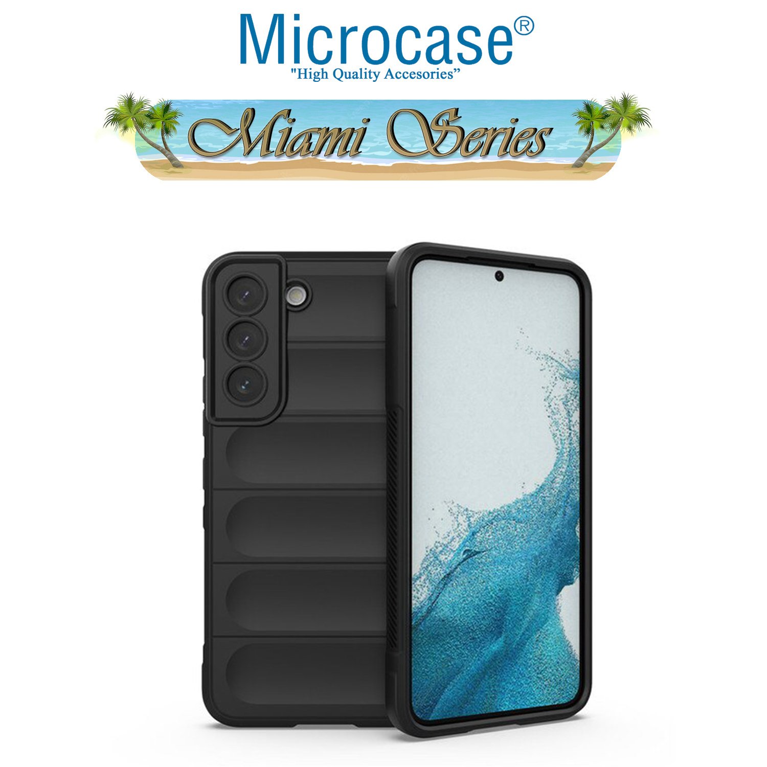 Microcase Samsung Galaxy S22 Plus Miami Serisi Darbeye Dayanıklı Silikon Kılıf - Siyah